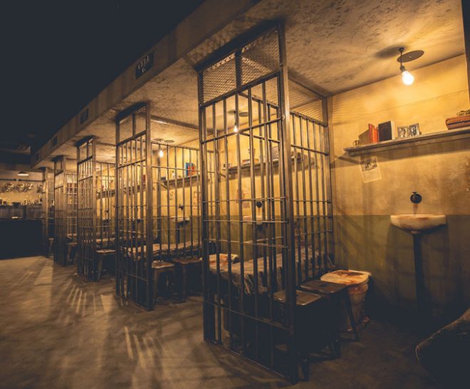 London Alcotraz venue interior - immersive prison-themed cocktail bar experience in the heart of the city.